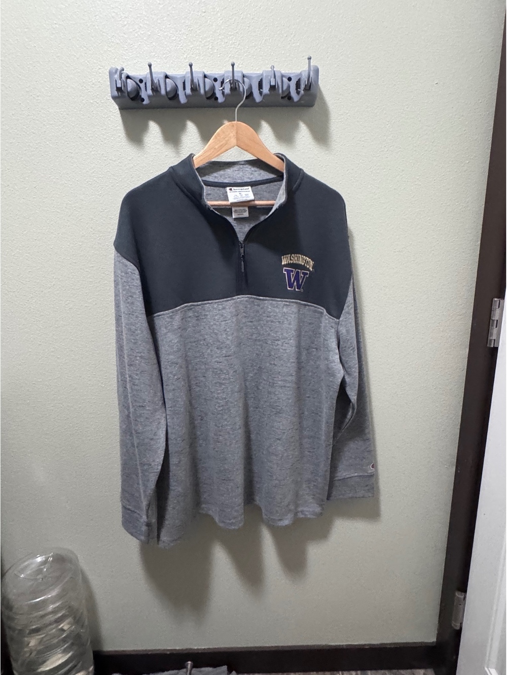 Champion Washington Huskies Quarter Zip Pullover XL Gray Black UW NCAA